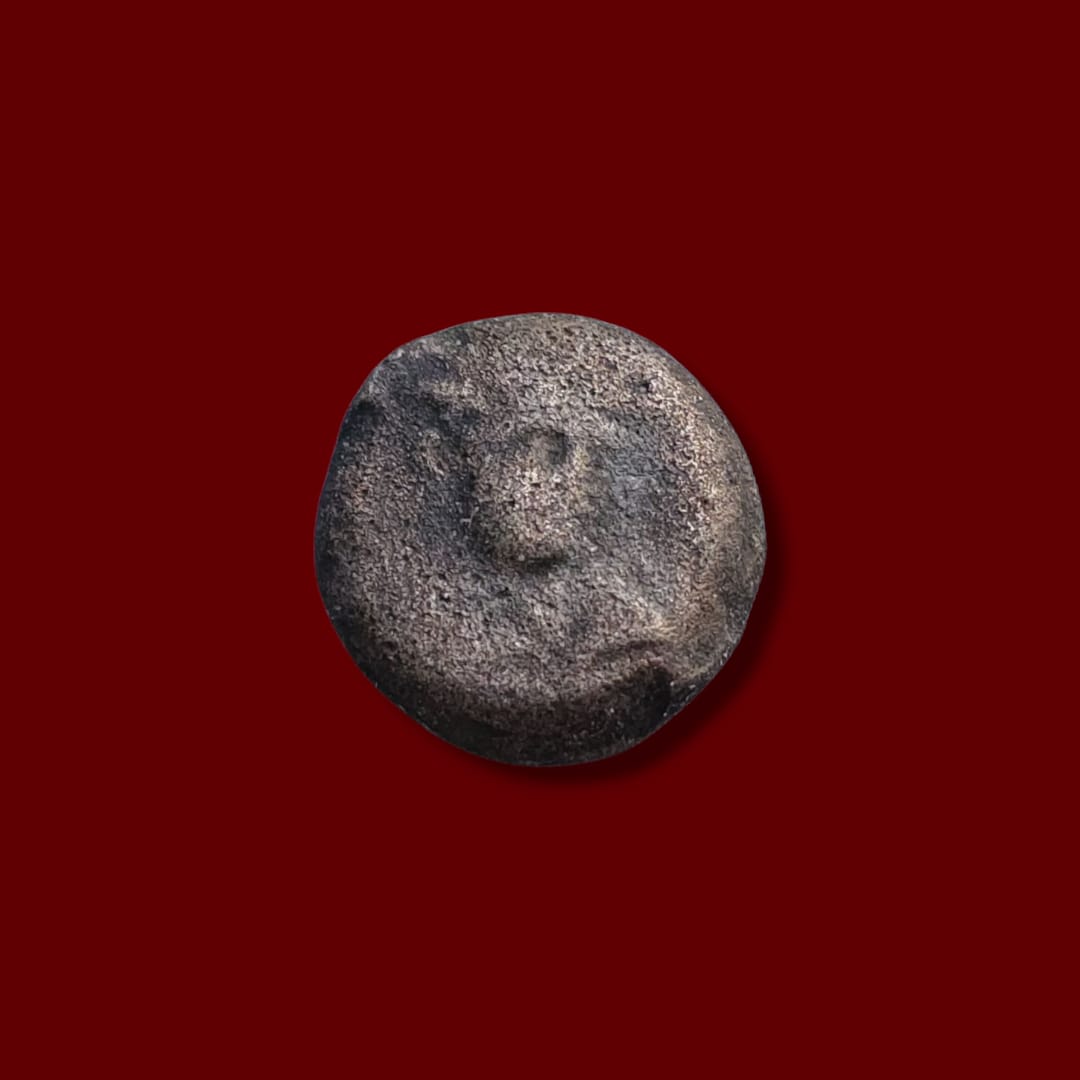 Antiochus VII Sidetes — Obverse Obverse showing a faint bust of Antiochus VII Sidetes, wearing diadem, facing right on an ancient bronze coin.