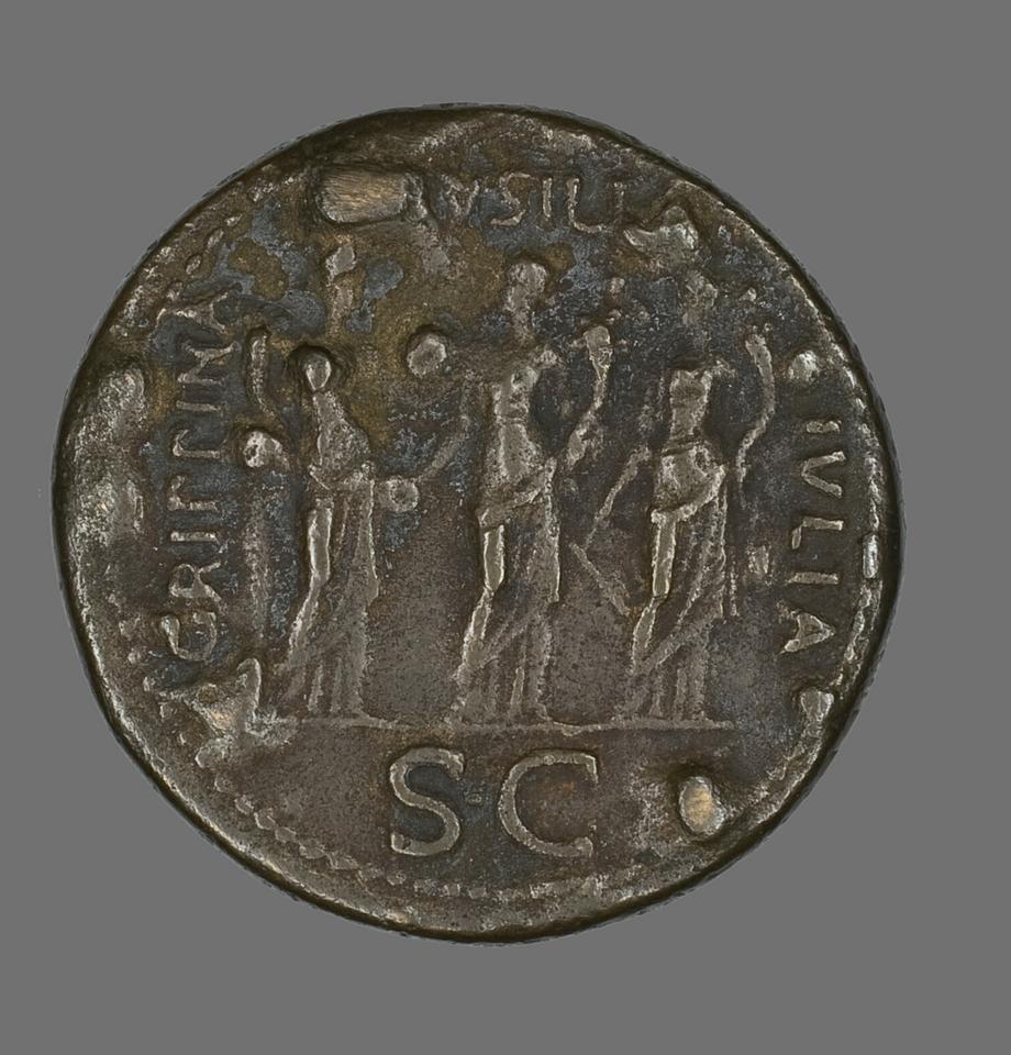 Caligula, Bronze sestertius, collection photograph AIC-10087, reverse