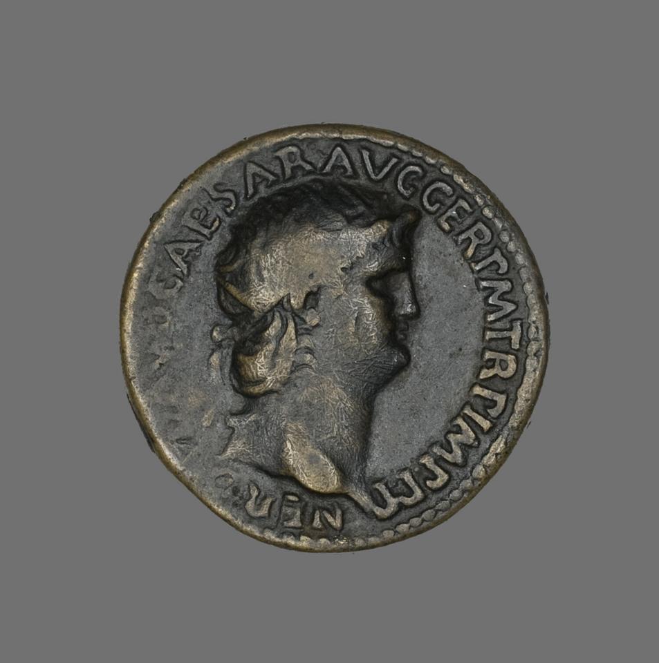 Nero, Bronze dupondius, collection photograph AIC-141692, obverse