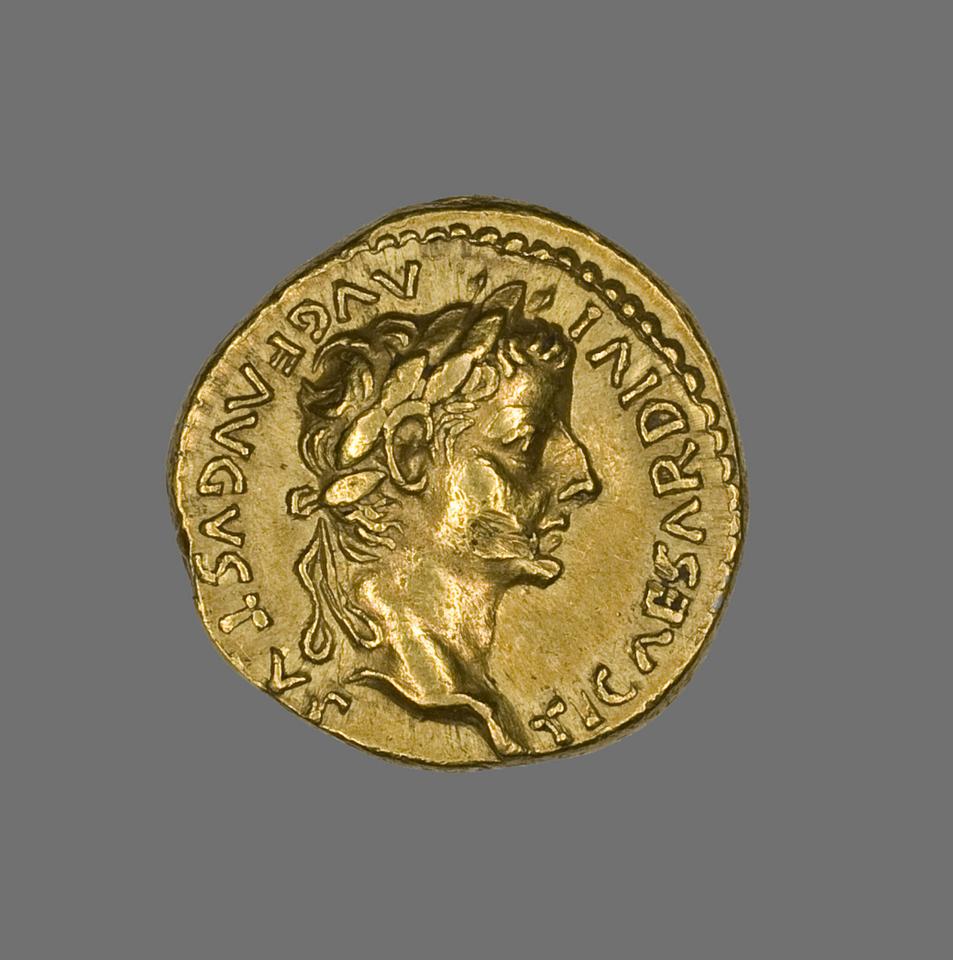Tiberius, Gold aureus, collection photograph AIC-4432, obverse