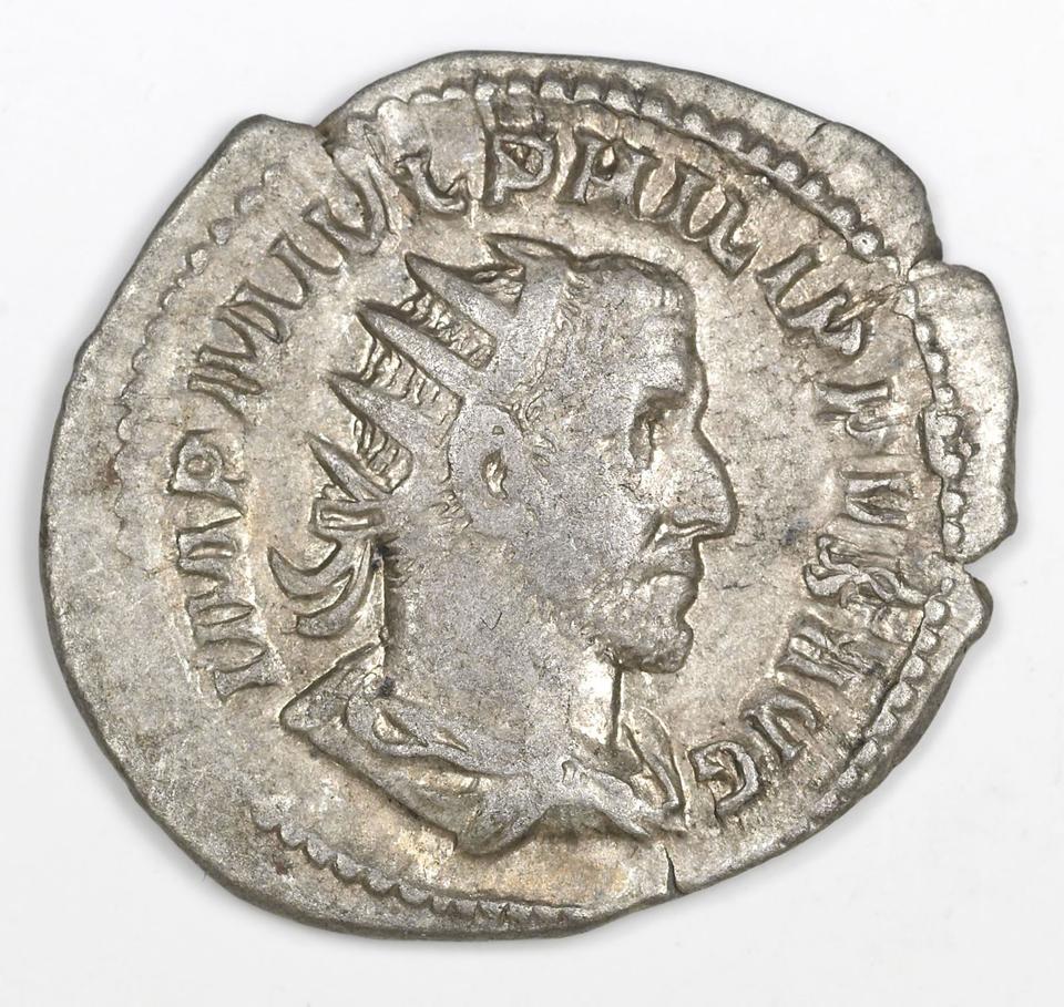 Philip the Arab, silver antoninianus, collection photograph IATH-1991.17.34, obverse