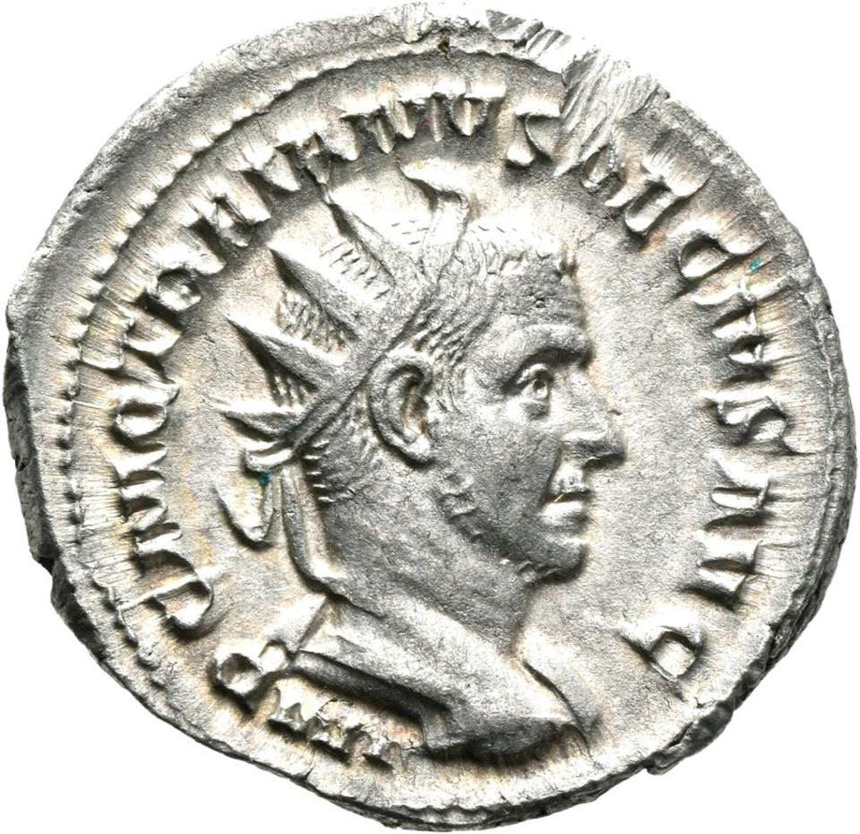Trajan Decius, silver antoninianus, collection photograph Mainz-ID714, obverse