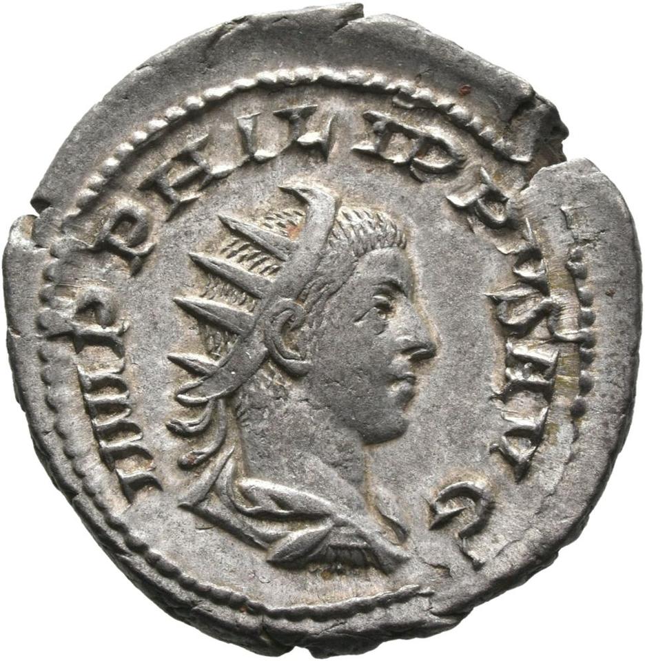 Philip the Arab, silver antoninianus, collection photograph Mainz-ID703, obverse