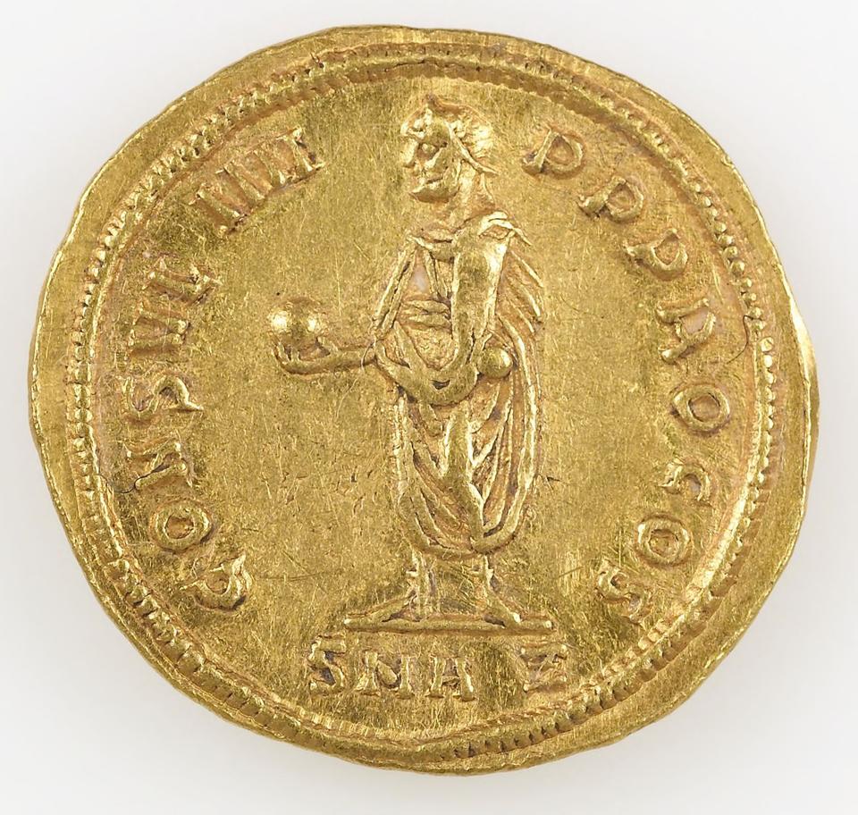 Diocletian, Gold aureus, collection photograph IATH-1992.18, reverse