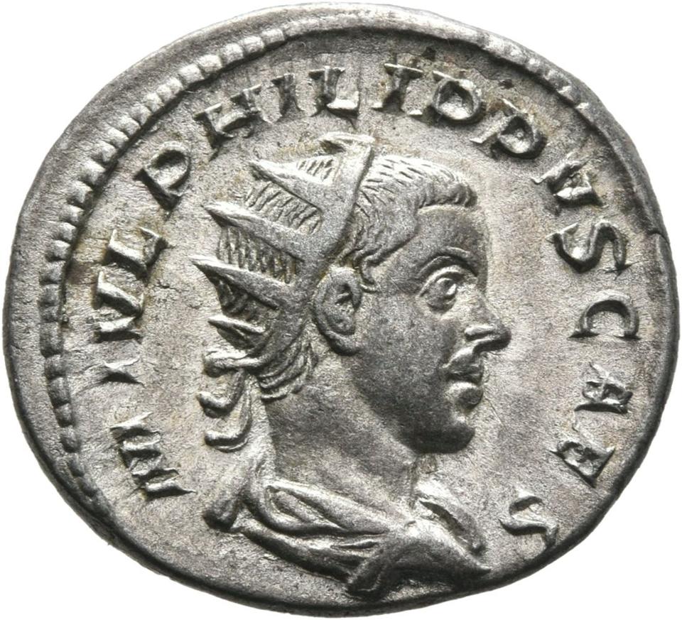 Philip the Arab, silver antoninianus, collection photograph Mainz-ID704, obverse