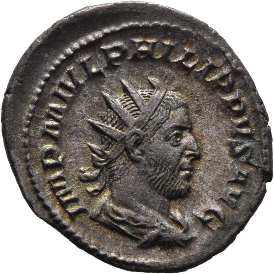 Philip the Arab, silver antoninianus, collection photograph Mainz-ID698, obverse