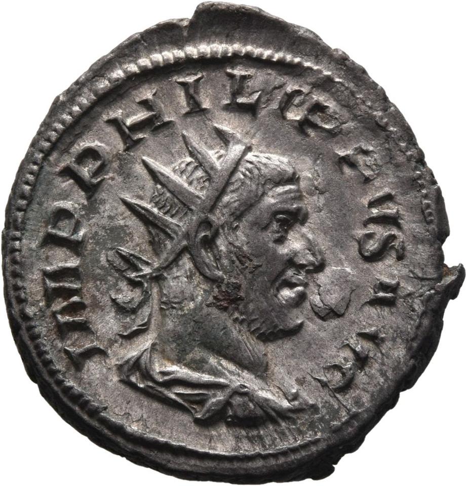 Philip the Arab, silver antoninianus, collection photograph Mainz-ID701, obverse