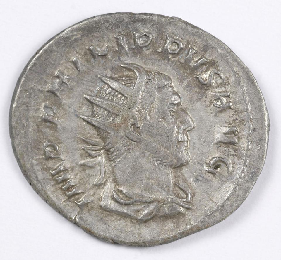 Philip the Arab, silver antoninianus, collection photograph IATH-1991.17.29, obverse
