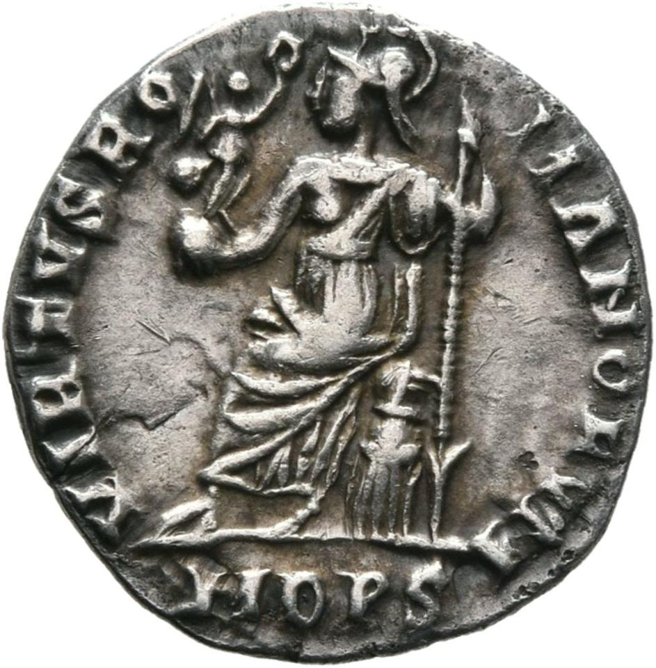 Honorius, silver siliqua, collection photograph Mainz-ID949, reverse