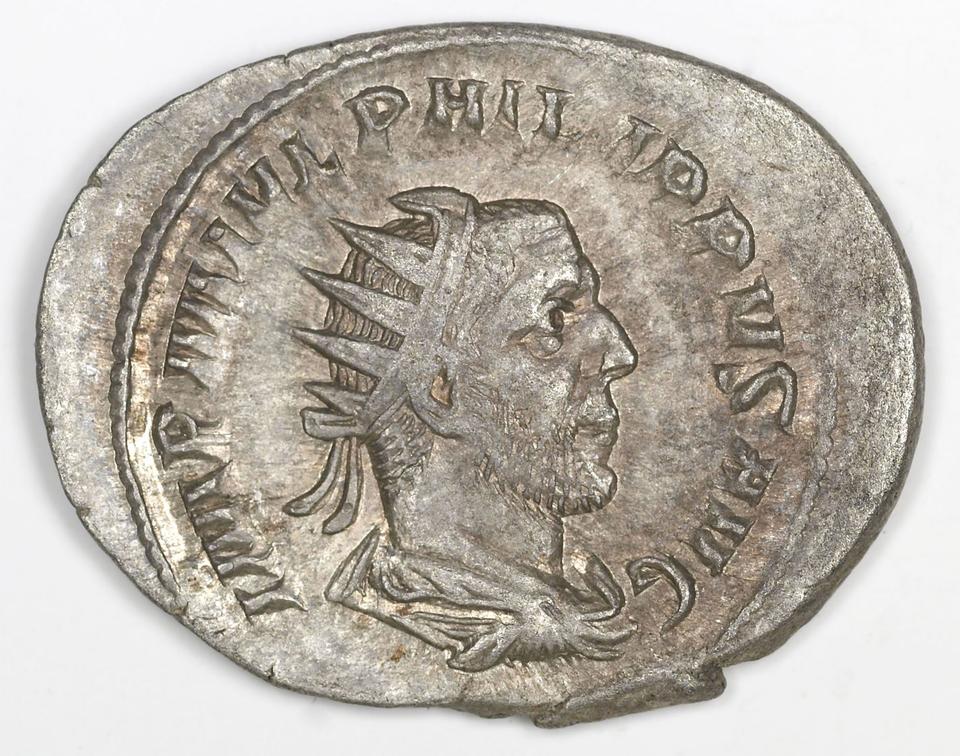 Philip the Arab, silver antoninianus, collection photograph IATH-1991.17.27, obverse