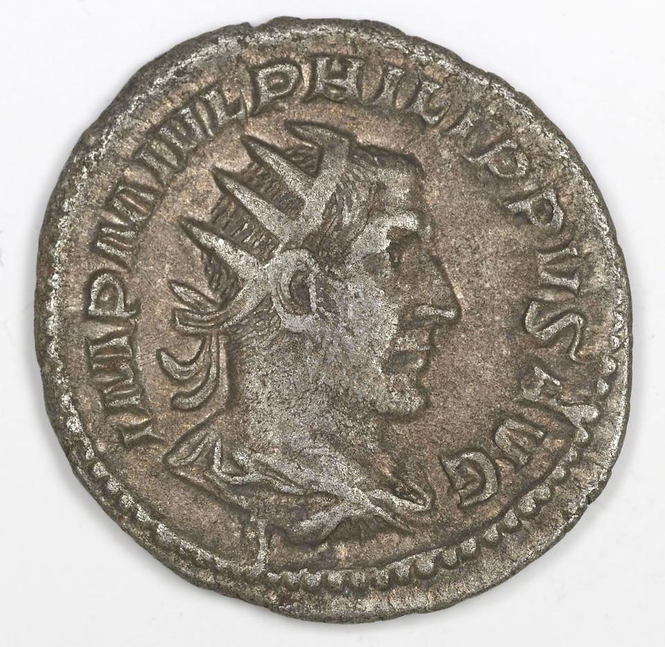 Philip the Arab, silver antoninianus, collection photograph IATH-1991.17.33, obverse