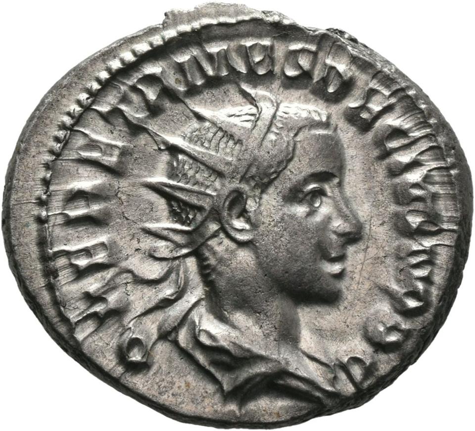 Trajan Decius, silver antoninianus, collection photograph Mainz-ID738, obverse