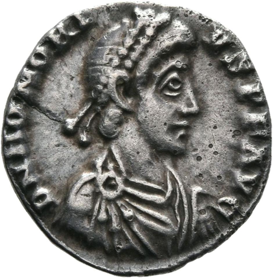 Honorius, silver siliqua, collection photograph Mainz-ID949, obverse