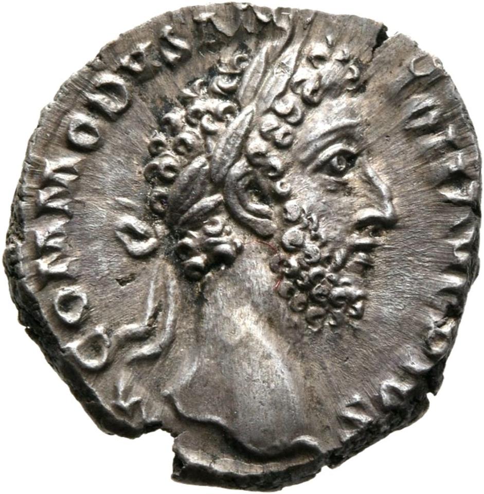 Commodus, silver denarius, collection photograph Mainz-ID370, obverse