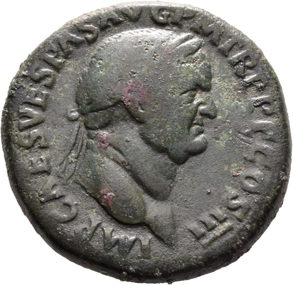 Vespasian, Bronze sestertius, collection photograph Mainz-ID607, obverse