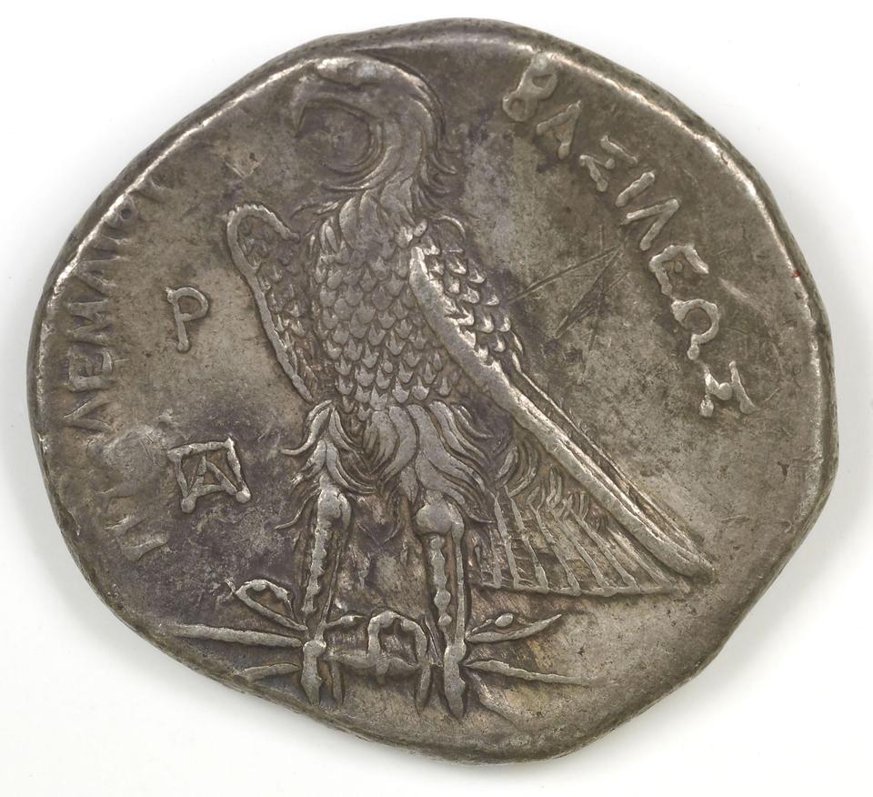 Ptolemy I Soter, silver stater, collection photograph IATH-1990.18.10, reverse