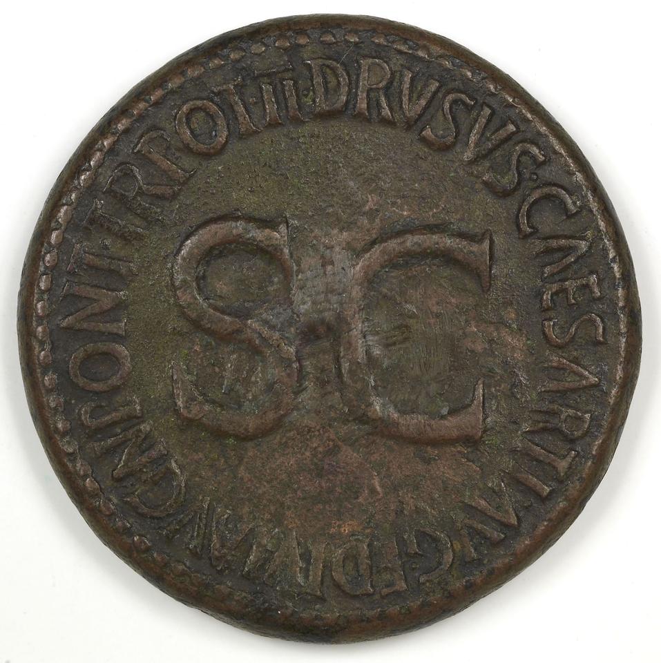 Tiberius, copper-alloy sestertius, collection photograph IATH-1989.19.10, reverse