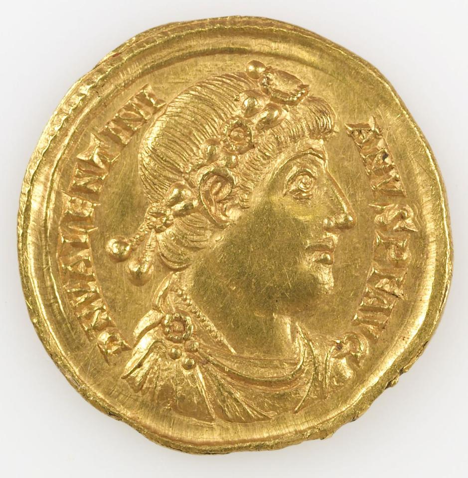 Valentinian I, gold solidus, collection photograph IATH-1995.3.2, obverse