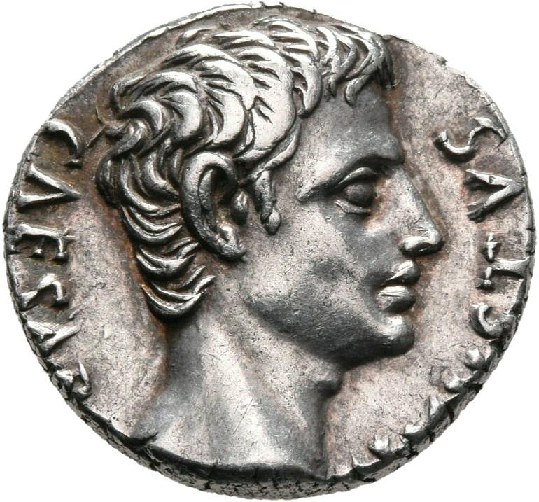 Augustus, Silver denarius, collection photograph Mainz-ID441, obverse