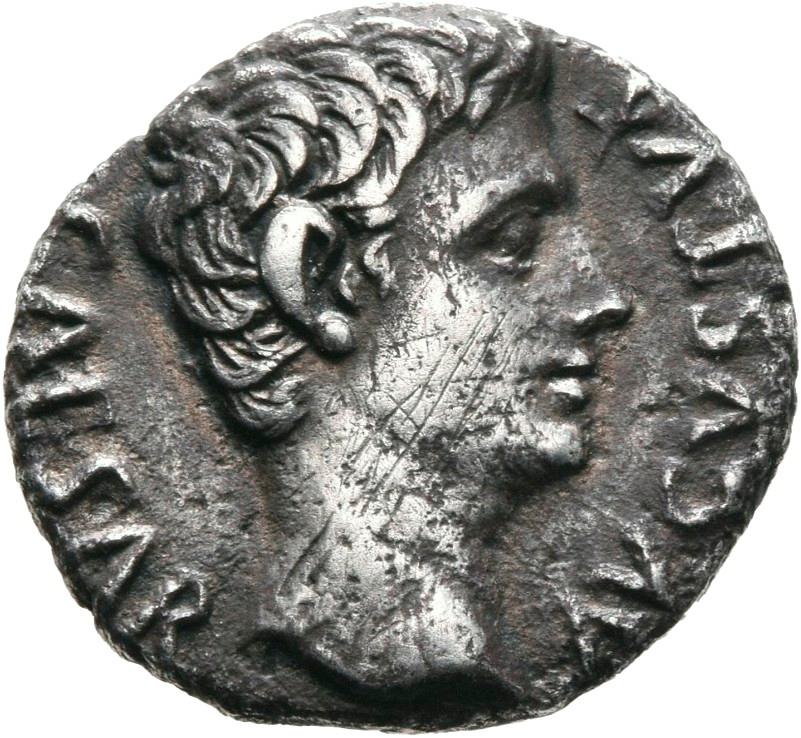 Augustus, Silver denarius, collection photograph Mainz-ID452, obverse
