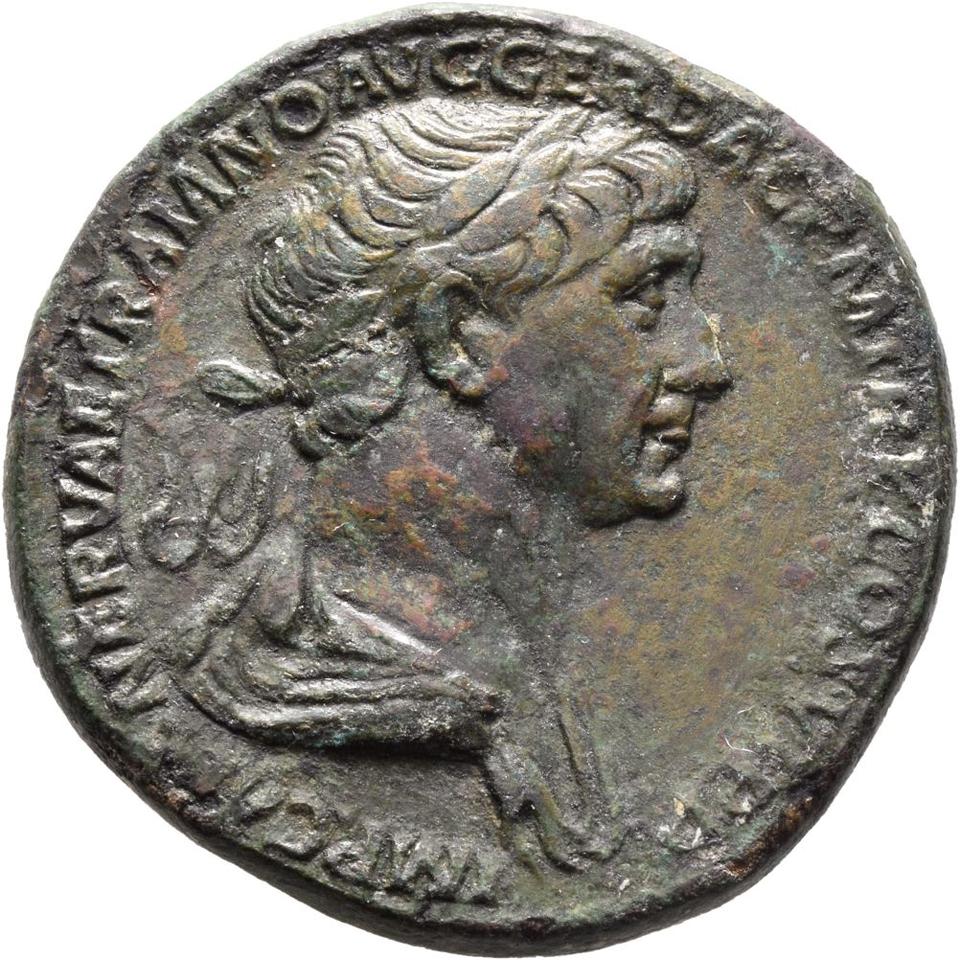 Trajan, Bronze sestertius, collection photograph Mainz-ID211, obverse