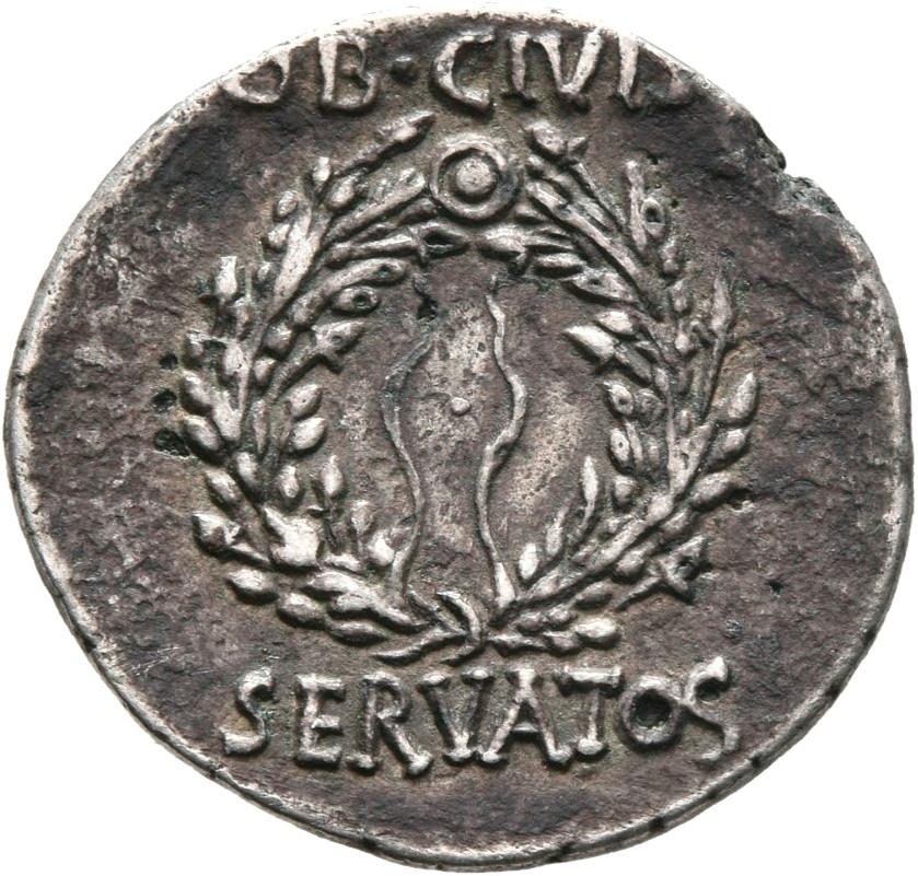 Augustus, Silver denarius, collection photograph Mainz-ID445, reverse