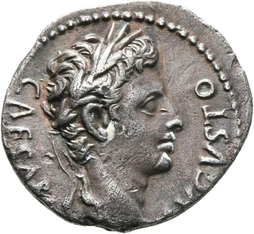 Augustus, Silver denarius, collection photograph Mainz-ID301, obverse