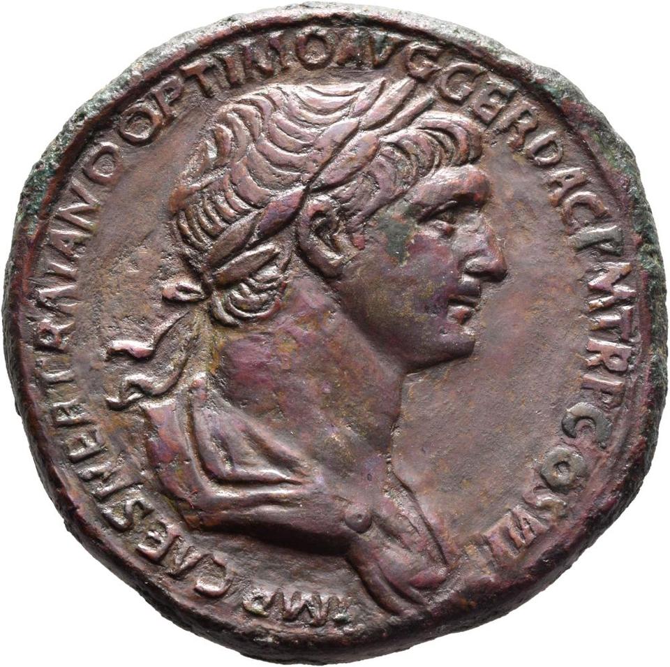 Trajan, Bronze sestertius, collection photograph Mainz-ID207, obverse