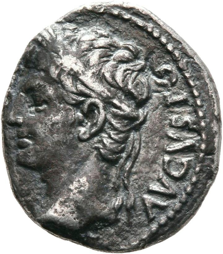 Augustus, Silver denarius, collection photograph Mainz-ID431, obverse