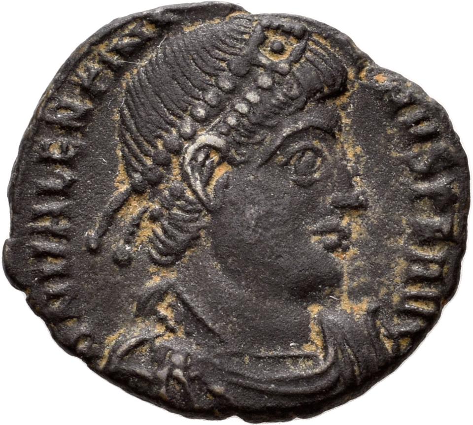 Valentinian I, copper-alloy ae3, collection photograph Konstanz-ID2, obverse