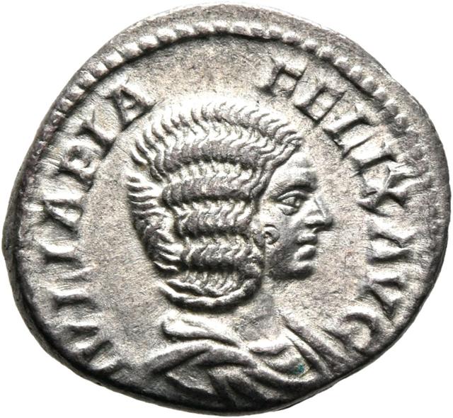Julia Domna Silver Denarius, RIC IV Caracalla 391, obverse