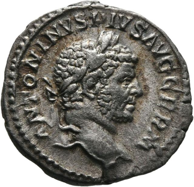 Caracalla Silver Denarius RIC IV Caracalla 289C, obverse
