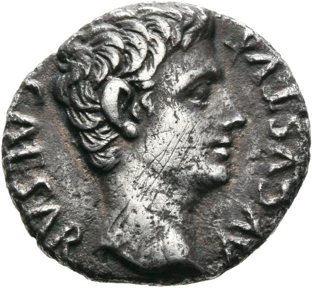 Augustus Silver Denarius, RIC I (second edition) Augustus 41, obverse