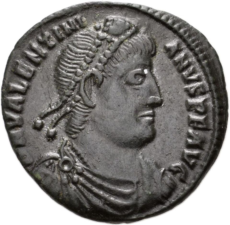 Valentinian I, copper-alloy ae3, collection photograph Konstanz-ID7, obverse