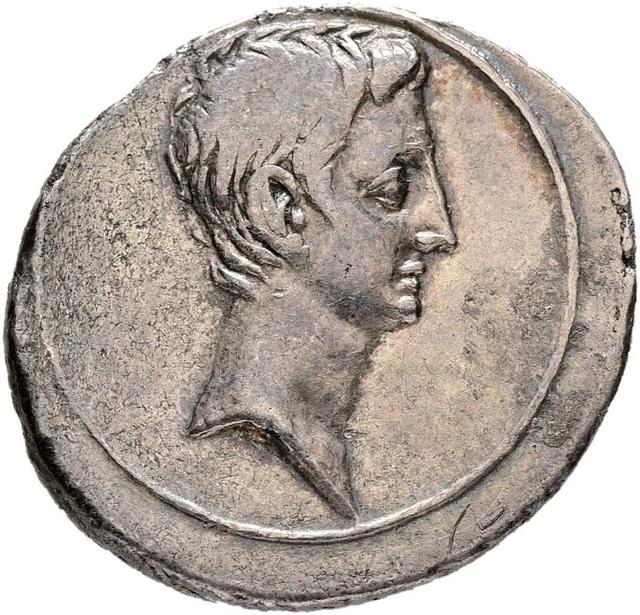 Augustus Silver Denarius, RIC I (second edition) Augustus 265A, obverse