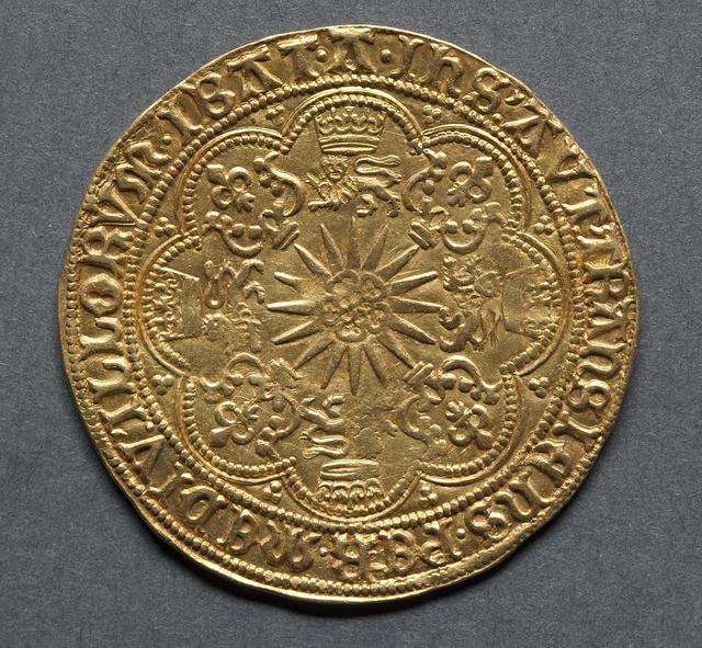 Elizabeth I, Gold Ryal of 15 Shillings (Tower Mint, 1584–1592), reverse
