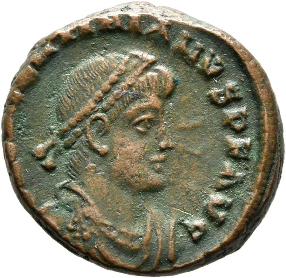 Theodosius I, copper-alloy ae3, collection photograph Mainz-ID956, obverse