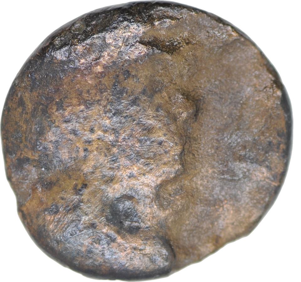 Ptolemy I Soter, copper-alloy hemiobol, collection photograph CEAlex-3891, obverse