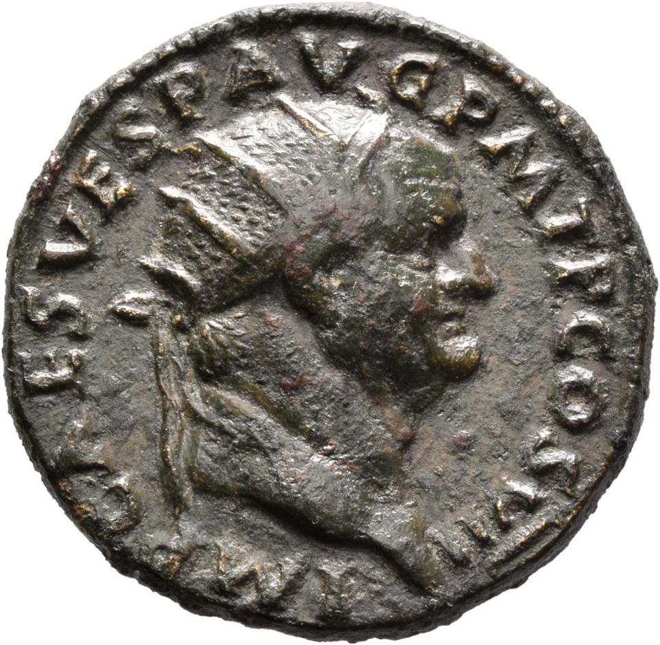 Vespasian, copper-alloy dupondius, collection photograph Mainz-ID609, obverse