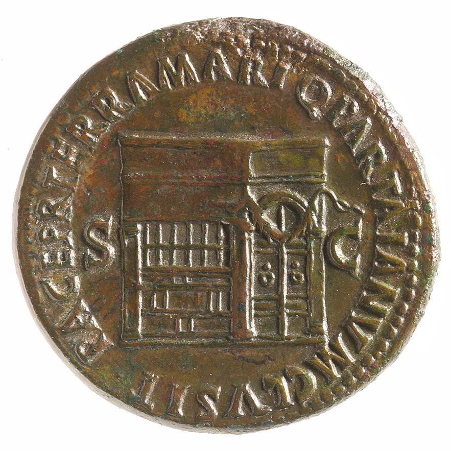 Nero, Bronze sestertius, collection photograph ANS-1937.158.469, reverse