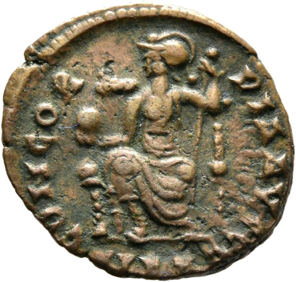 Theodosius I, copper-alloy ae3, collection photograph Mainz-ID953, reverse