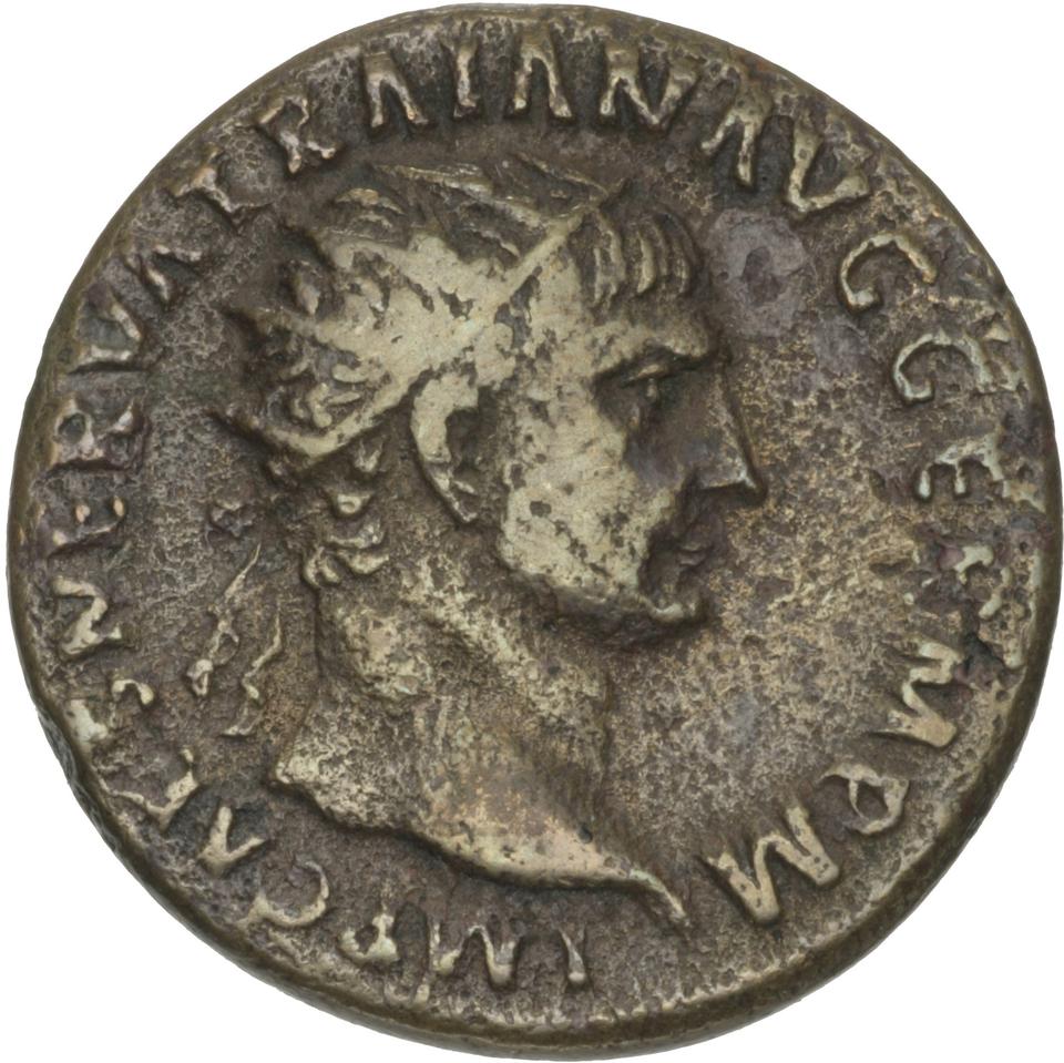 Trajan, copper-alloy dupondius, collection photograph Herzog-ID57, obverse