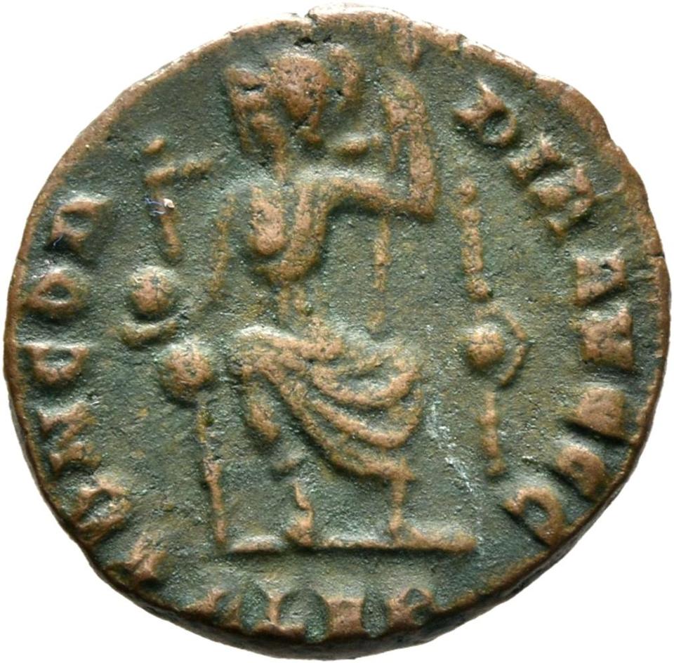 Theodosius I, copper-alloy ae3, collection photograph Mainz-ID956, reverse