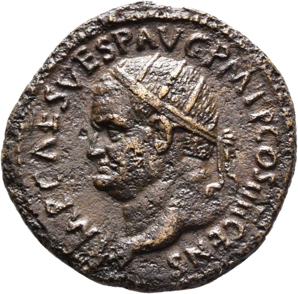 Vespasian, copper-alloy dupondius, collection photograph Mainz-ID608, obverse