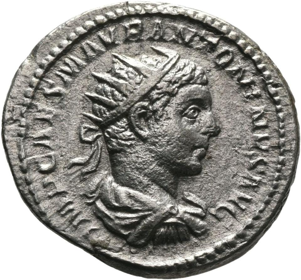 Elagabalus, silver antoninianus, collection photograph Mainz-ID148, obverse