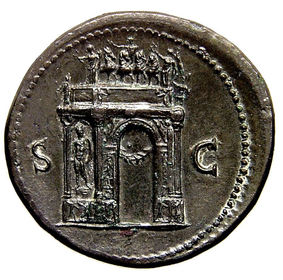 Nero, Bronze sestertius, collection photograph ANS-1937.158.472, reverse