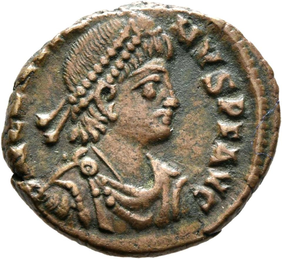 Theodosius I, copper-alloy ae3, collection photograph Mainz-ID953, obverse