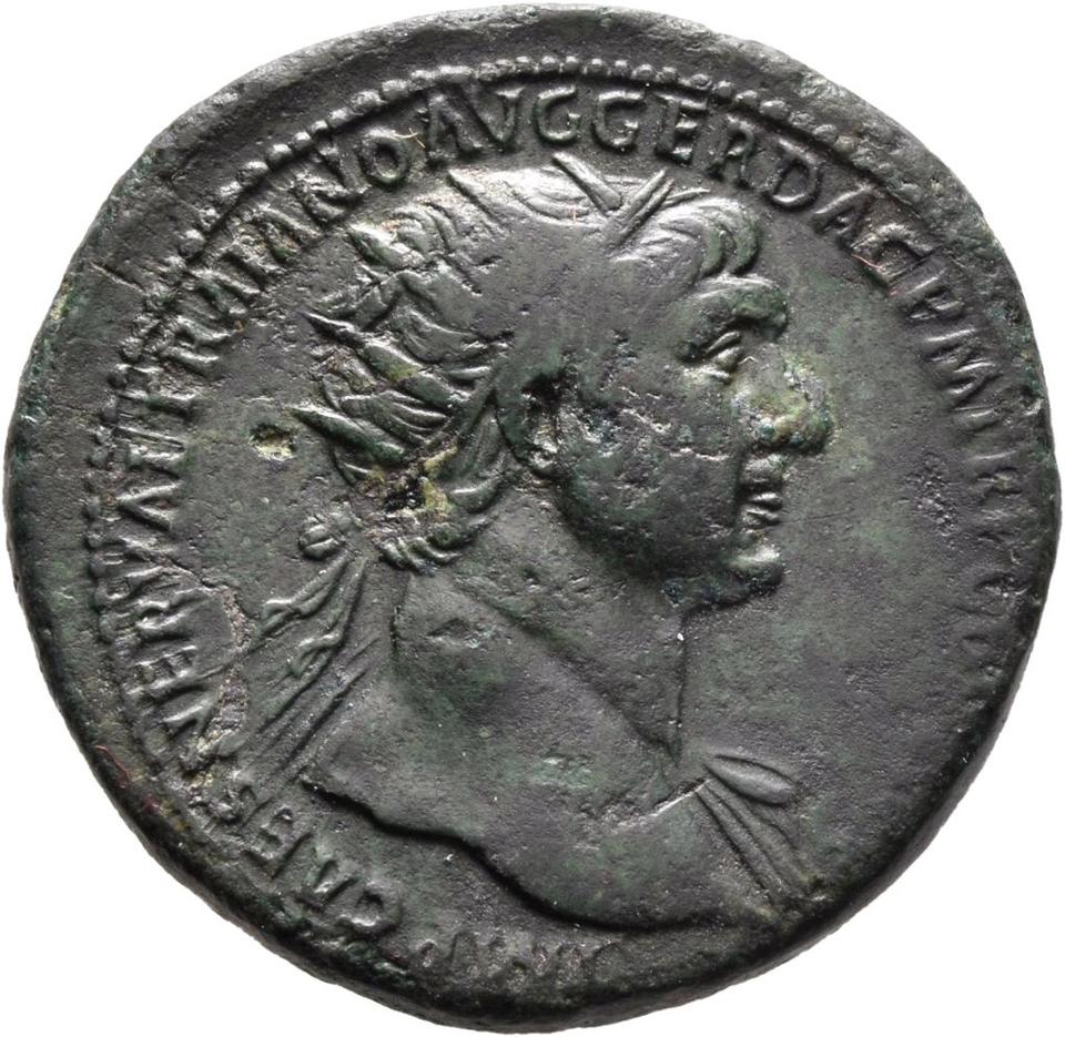 Trajan, copper-alloy dupondius, collection photograph Mainz-ID212, obverse