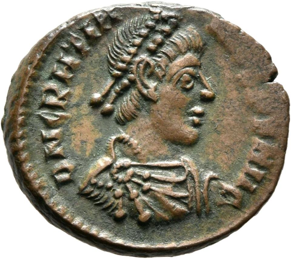 Theodosius I, copper-alloy ae3, collection photograph Mainz-ID959, obverse