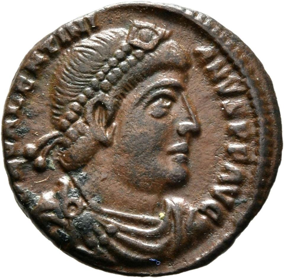 Valentinian I, copper-alloy ae3, collection photograph Mainz-ID961, obverse